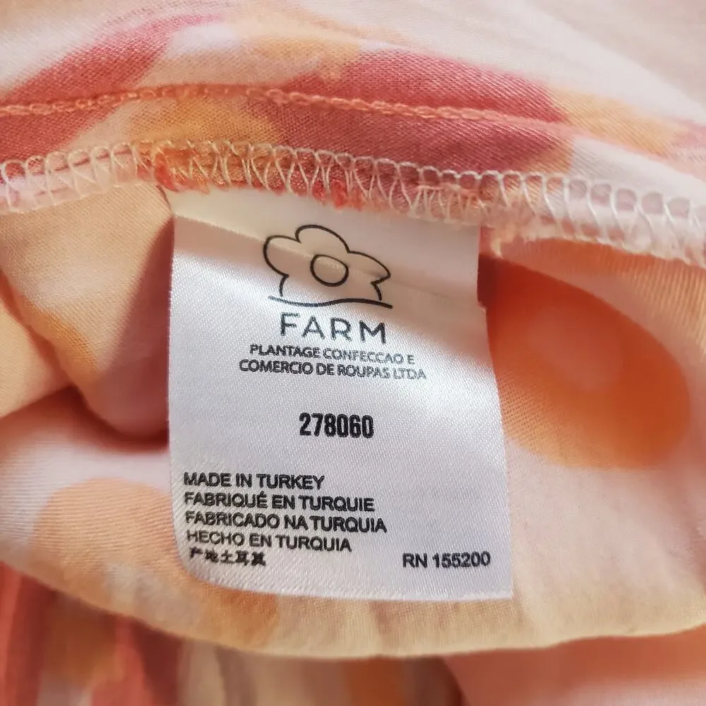 Farm Rio Anthropologie One Shoulder Starfish Maxi Dress Orange Pink Size Large - Picture 9 of 11
